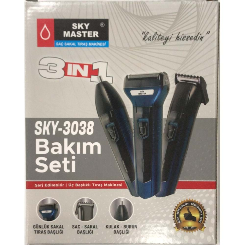 SKY MASTER 3 BAŞLIKLI TRAŞ SETİ SKY-3038