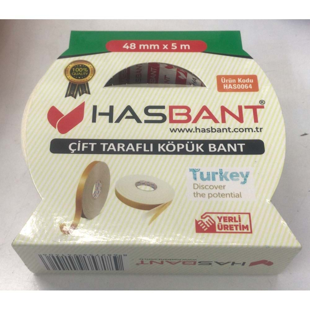 HASBANT 48MM*5MT ÇİFT TARFLI BANT HAS0064 *24