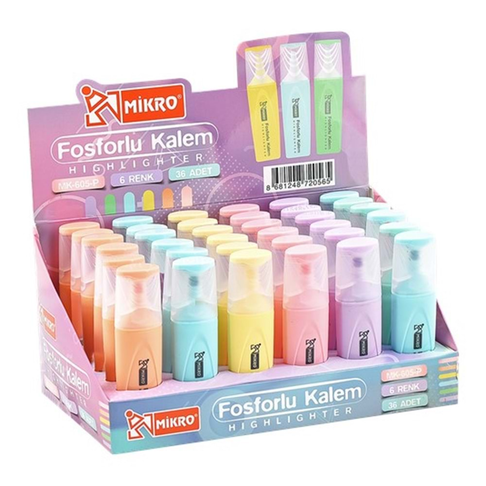 MİKRO MK-605-P PASTEL RENKLİ FOSFORLU KALEM *36