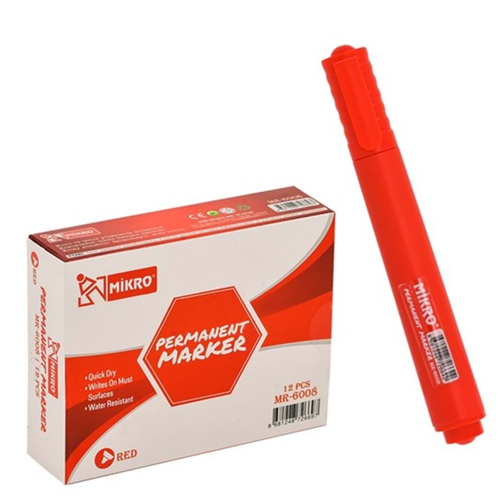 MİKRO MR-6008 KIRMIZI PERMANENT MARKER *12