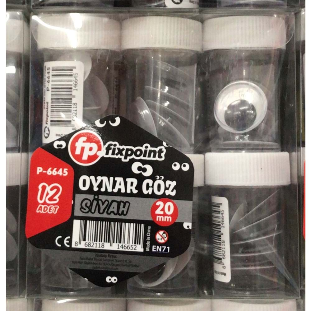 FİXPOİNT SİYAH OYNAR GÖZ 20 MM P-6645 *12