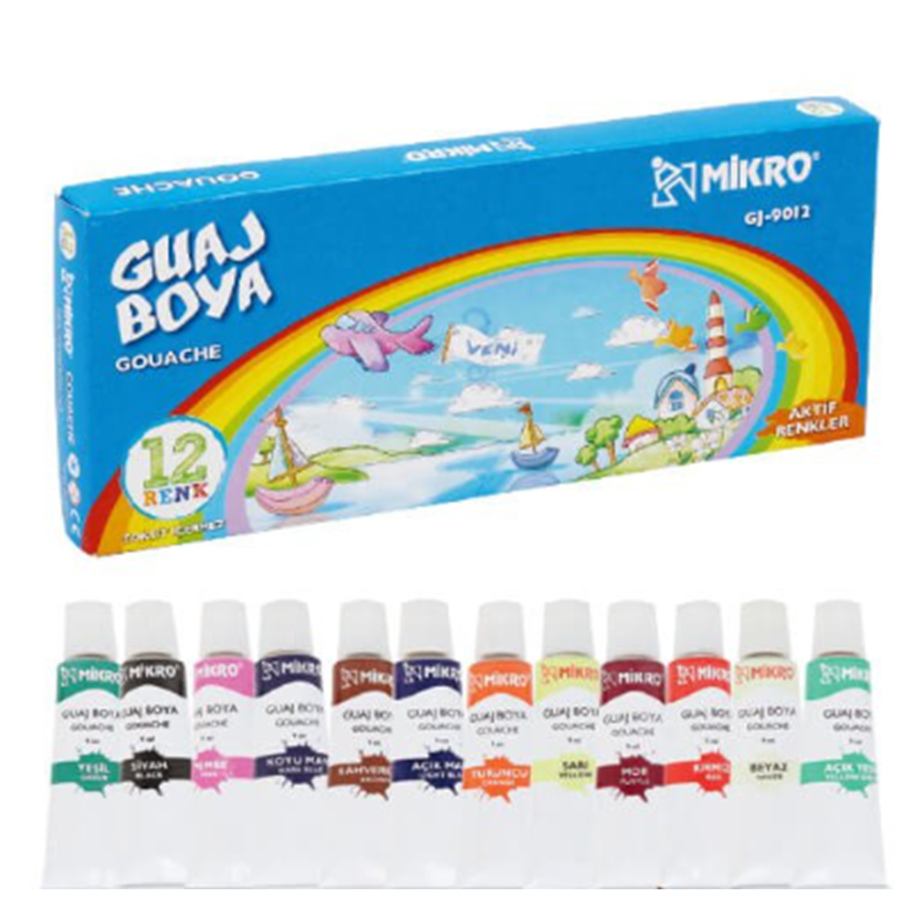 MİKRO GJ-9012 GUAJ BOYA 12 RENK 9 ML *12