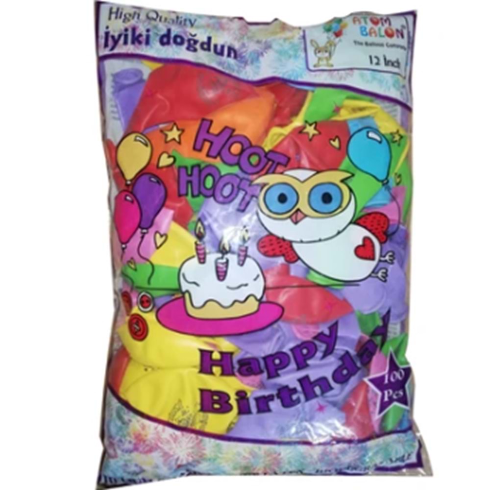 ATOM BALON BASKILI İYİKİ DOĞDUN 100 LÜ