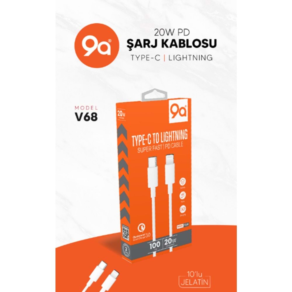 9A TYPE-C & İPHONE ŞARJ KABLOSU V68 2287 *10