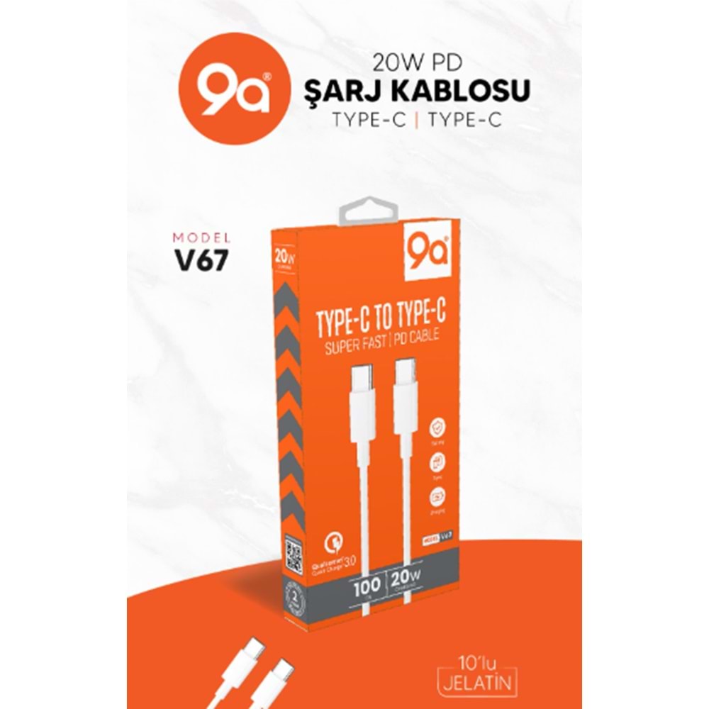9A TYPE-C & TYPE-C ŞARJ KABLOSU V67 2294 *10