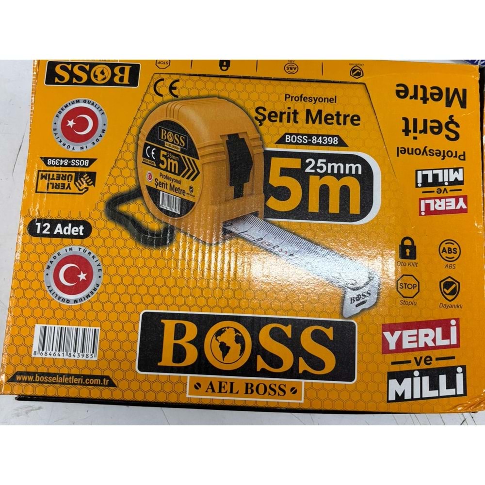 BOSS ŞERİT METRE 25MM*5M BOSS-84398 *12
