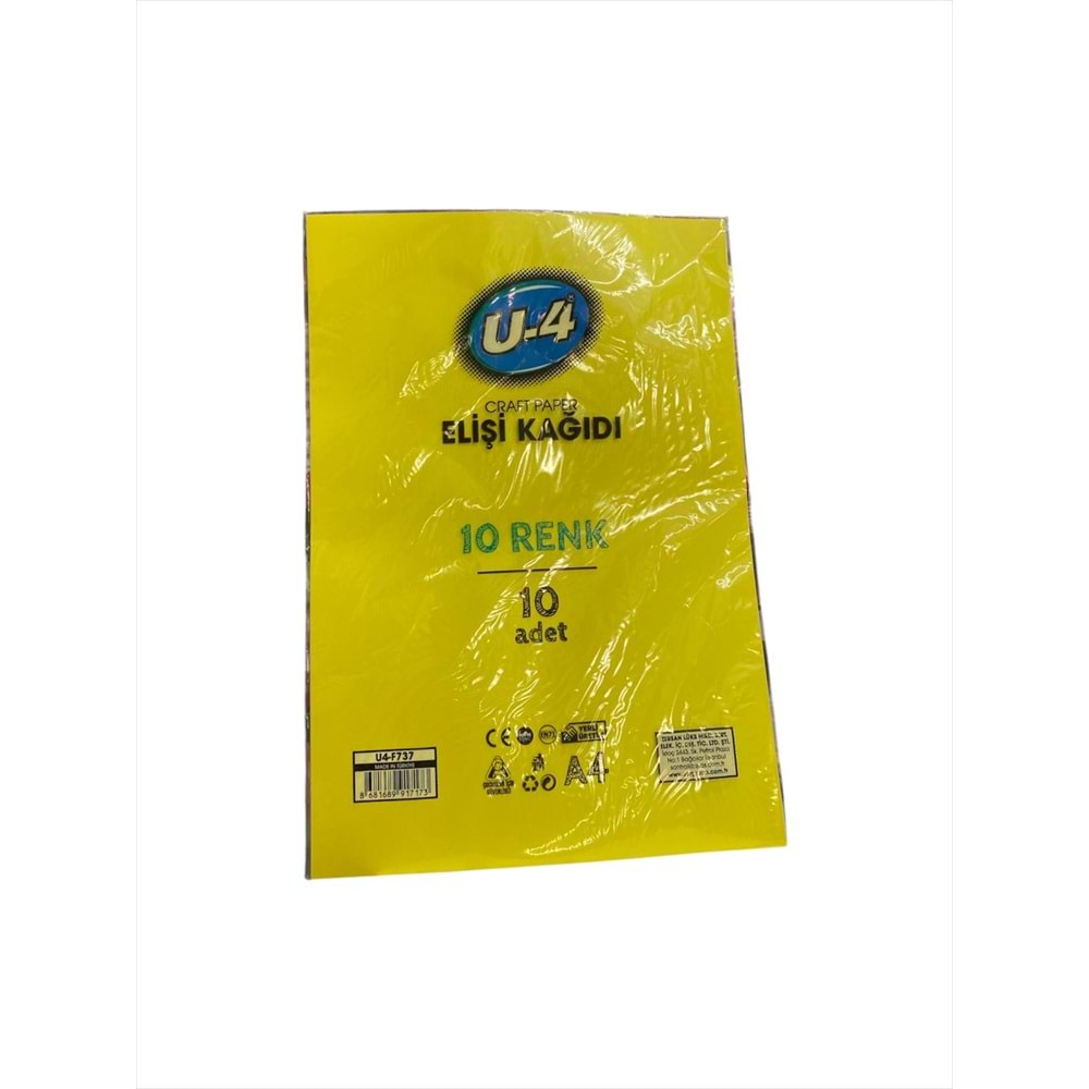 U-4 RENKLİ ELİŞİ KAĞIDI 10 LU U4-F737