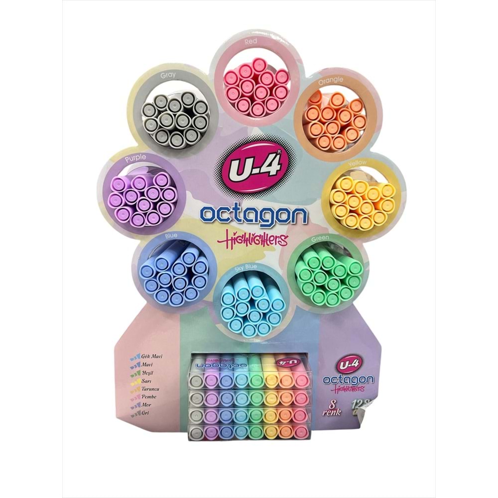 U4 FOSFORLU KALEM STAND U4-1657 128Lİ