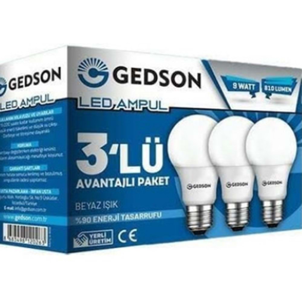 GEDSON LED AMPUL 3LÜ 9 WATT 0263