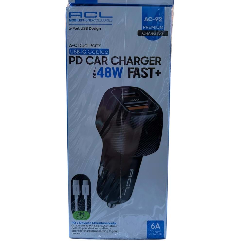 ACL ŞARJ KAFASI TYPE-C KABLOLU AC-92 *10