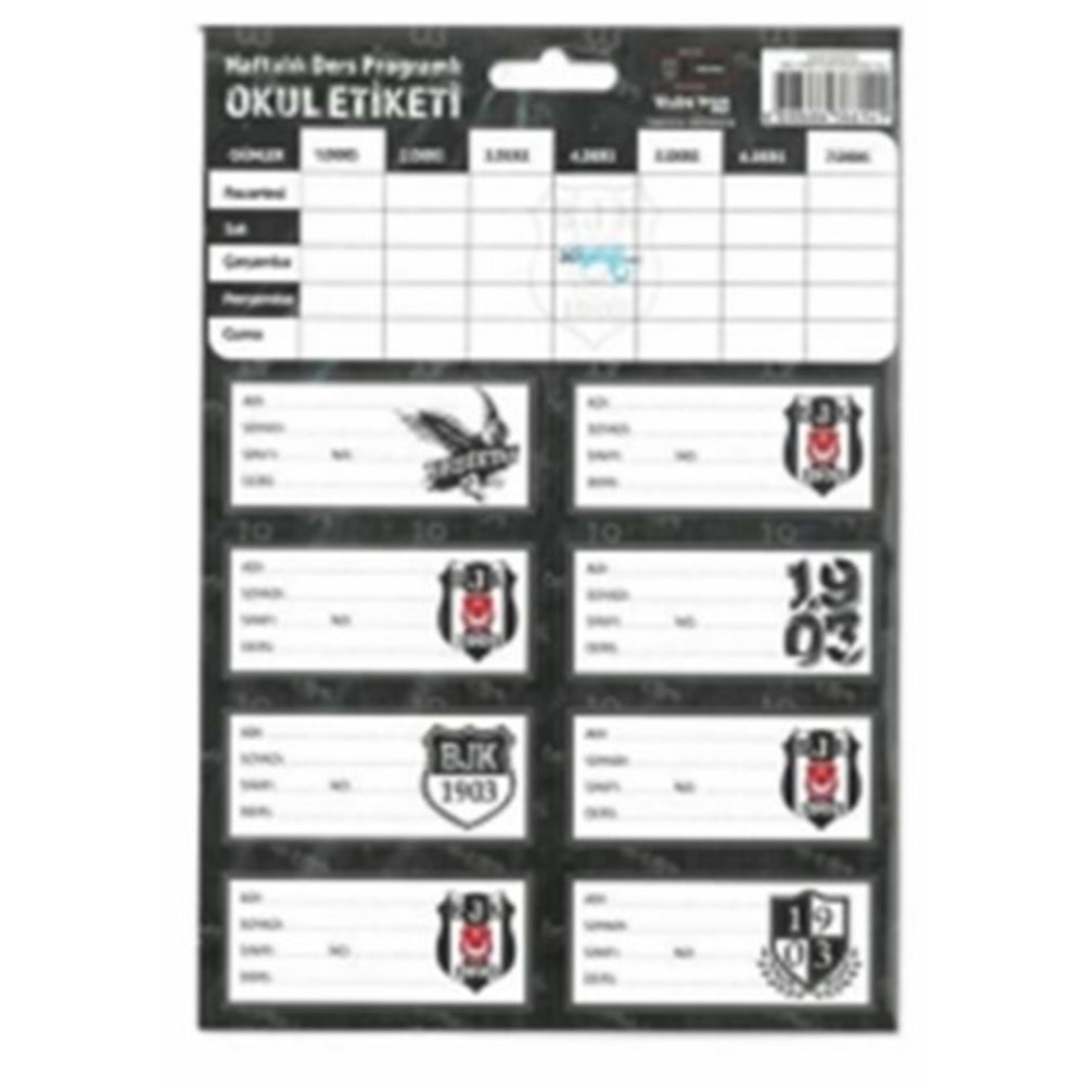 BEŞİKTAŞ OKUL ETİKETİ 3YP DERS PROG. 729276 *25