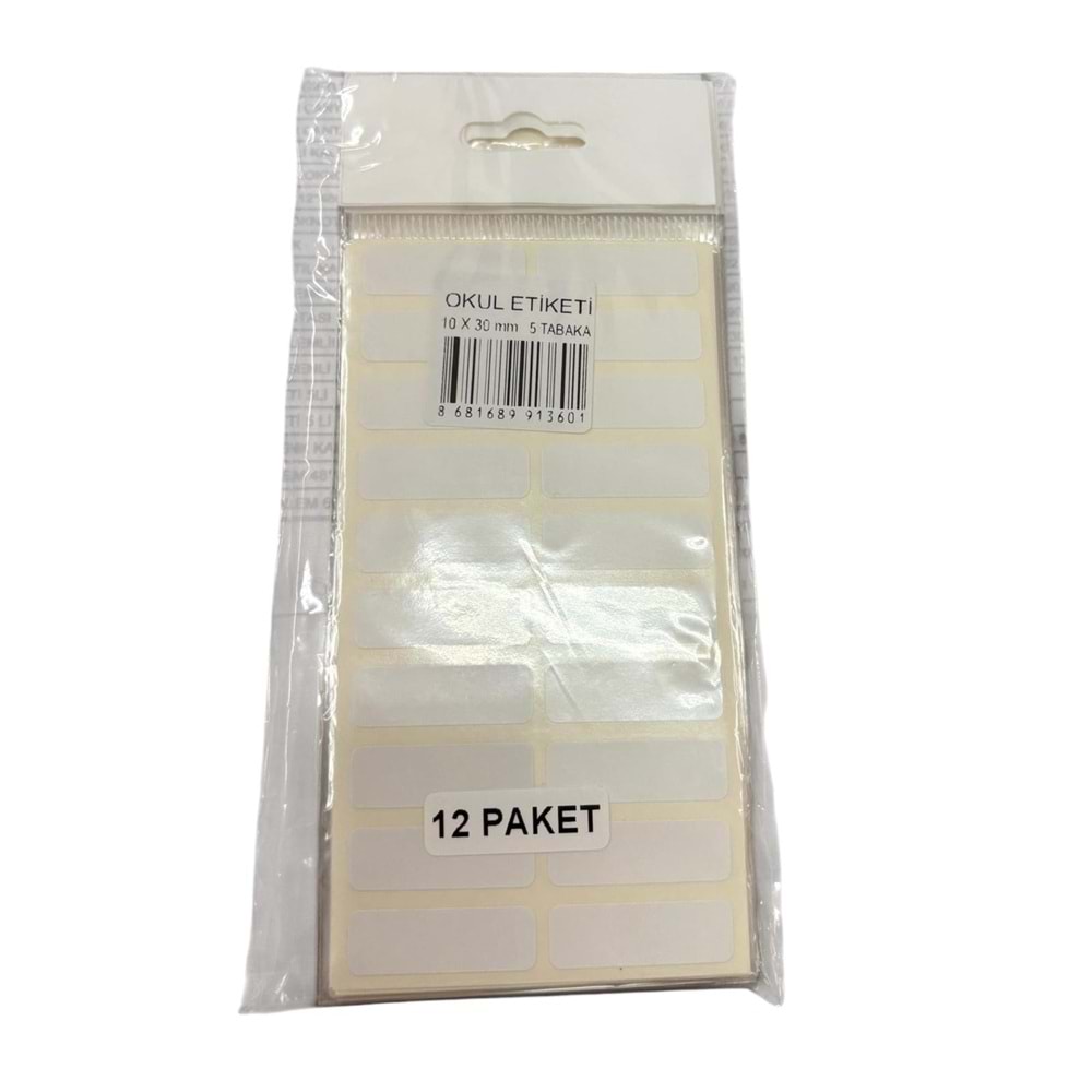 ALPER OKUL ETİKETİ 5Lİ 10X30MM 3601 *12
