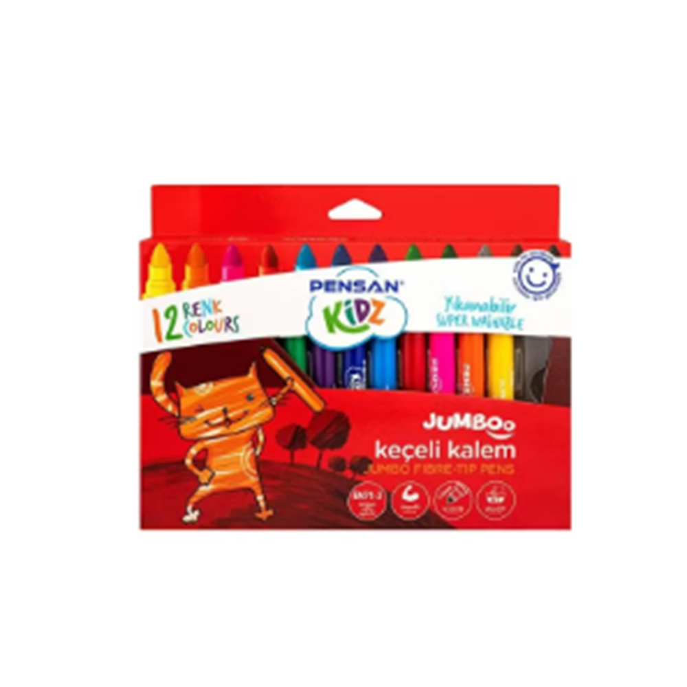 PENSAN KİDZ JUMBO KEÇELİ KALEM 12 RENK 99040 *12