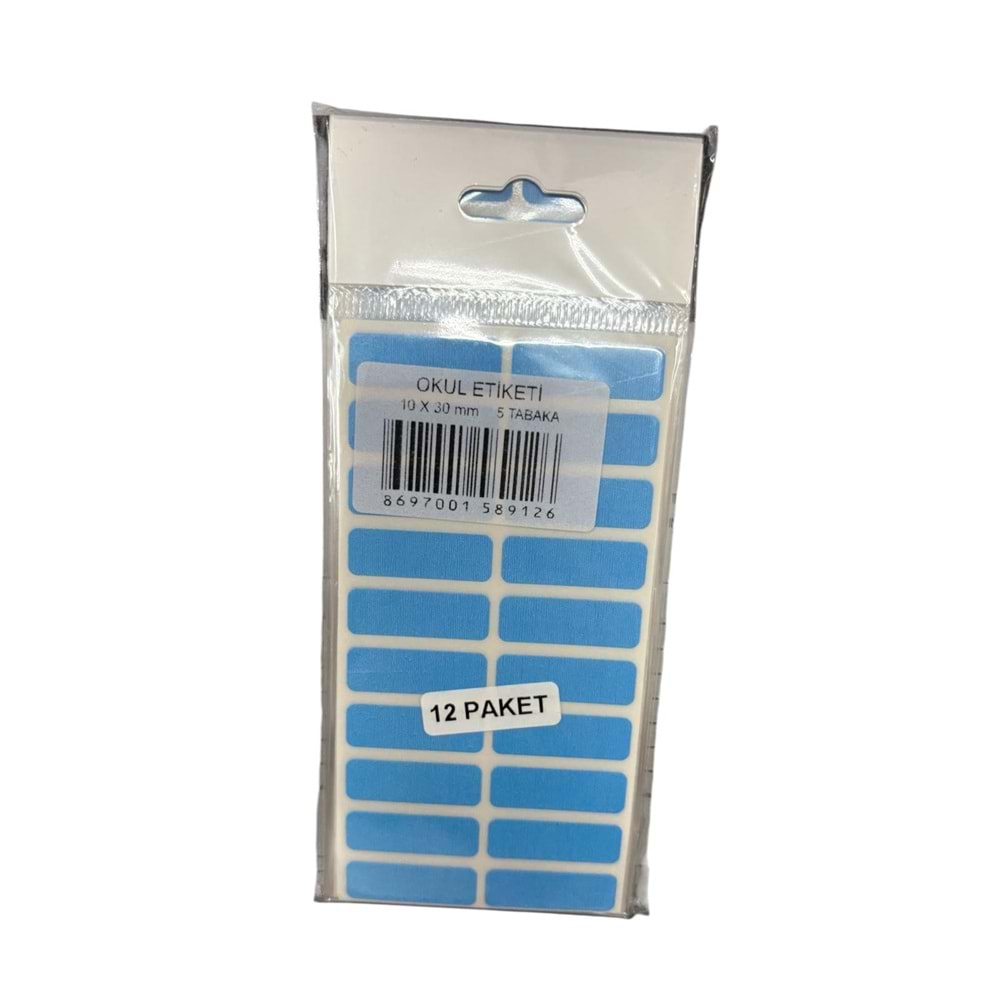 ALPER OKUL ETİKETİ 5Lİ MAVİ 10X30MM 9126 *12
