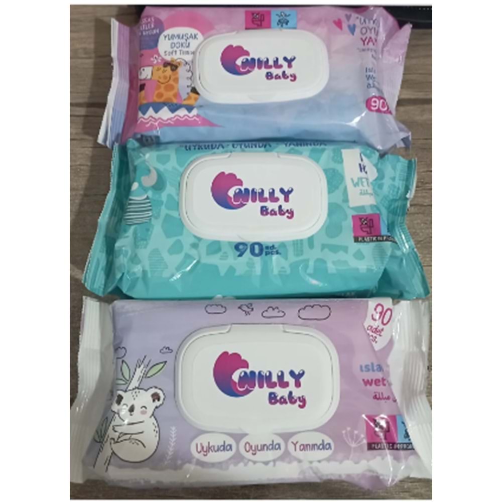NİLLY BABY ISLAK MENDİL 90 LI KAPAKLI *12