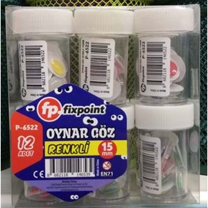 FİXPOİNT RENKLİ OYNAR GÖZ 15 MM P-6522 *12