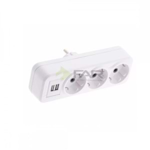 FAR F08 2 USB Lİ 3 LÜ FİŞ PRİZ GOLYAT 4095 *80