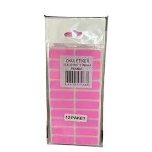 ALPER OKUL ETİKETİ 5Lİ PEMBE 10X30MM 2633 *12