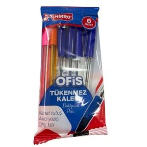 MİKRO TÜKENMEZ KALEM 6LI M-35-6 *24