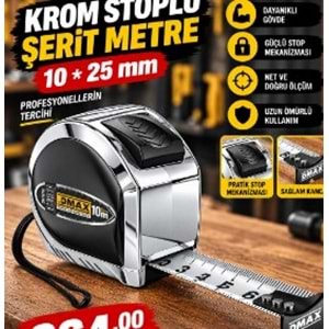 DMAX KROM STOPLU ŞERİT METRE 10M*25MM DMX4816 *12