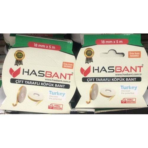 HASBANT 18MM*5M ÇİFT TARFLI BANT HAS0062 *60