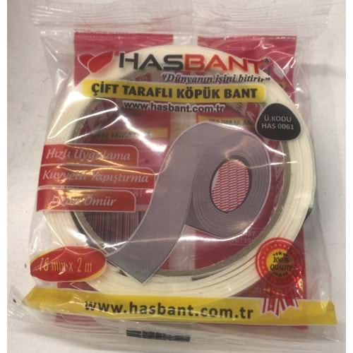 HASBANT 18MM*2MT ÇİFT TARAFLI BANT HAS0061 *50