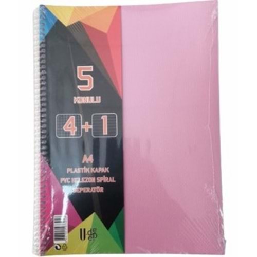 SPİRALLİ PP KAPAK AYRAÇLI 4+1 DEFTER *34