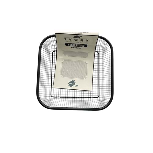 IVORY KARE SİYAH ÇELİK SÜZGEÇ 24*24CM SZG320 *72