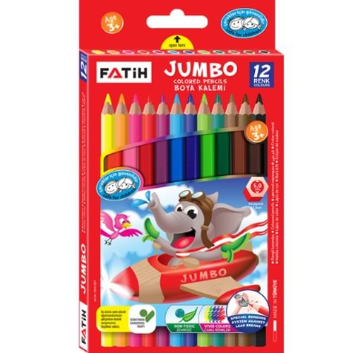 FATİH JUMBO KURU BOYA 12RENK 33412 *12