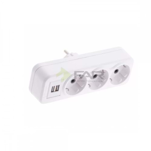 FAR F08 2 USB Lİ 3 LÜ FİŞ PRİZ GOLYAT 4095 *80