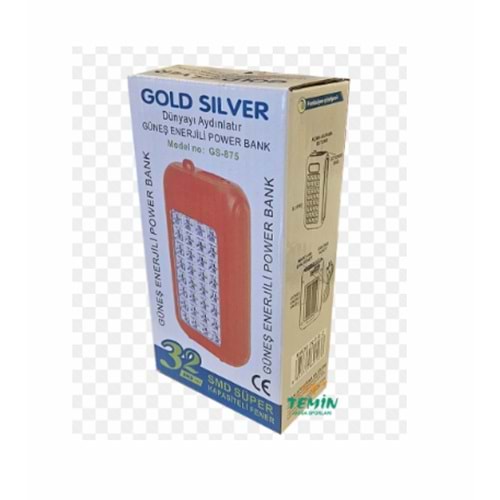 GOLD SILVER GÜNEŞ ENERJİLİ POWERBANK GS-875