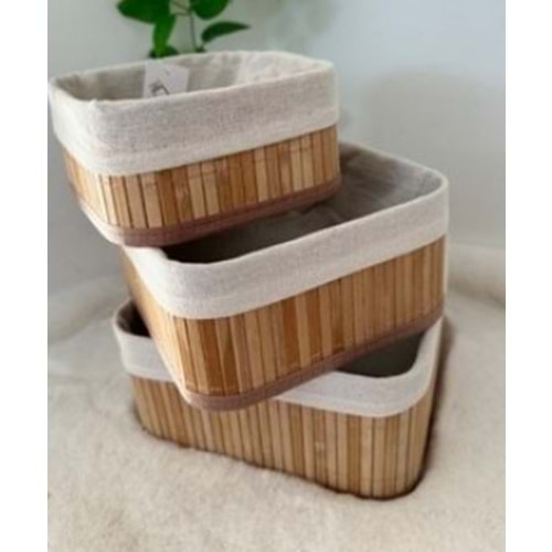 AS HOME 3LÜ KARE BAMBU SEPET AZR1754 *8