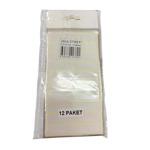 ALPER OKUL ETİKETİ 5Lİ 10X30MM 3601 *12