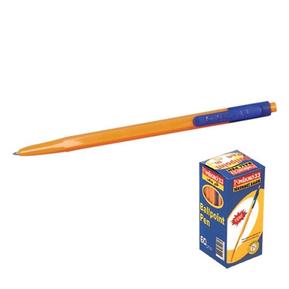 MİKRO M-33 1mm TÜKENMEZ KALEM MAVİ *60