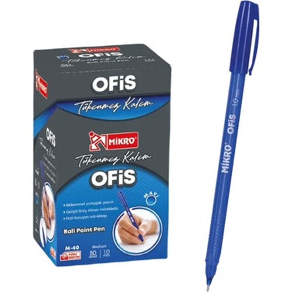 MİKRO M-40 ST. M-40 SİYAH MAVİ OFİS TÜKENMEZ KALEM *50